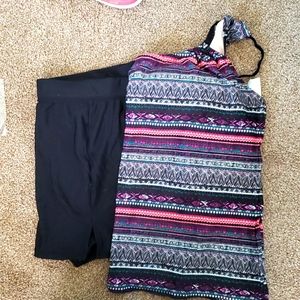 Halter top and skort swimsuit